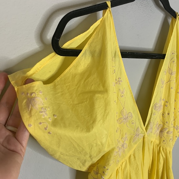 Miguelina yellow embroidered beachy dress cover up S - Picture 2 of 7